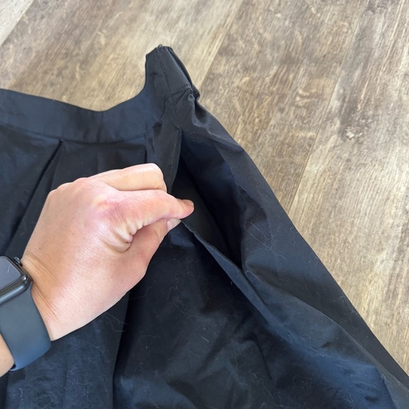 A New Day Front Pleating Poplin Black Midi Skirt - Pull-on Waist - Picture 4 of 7